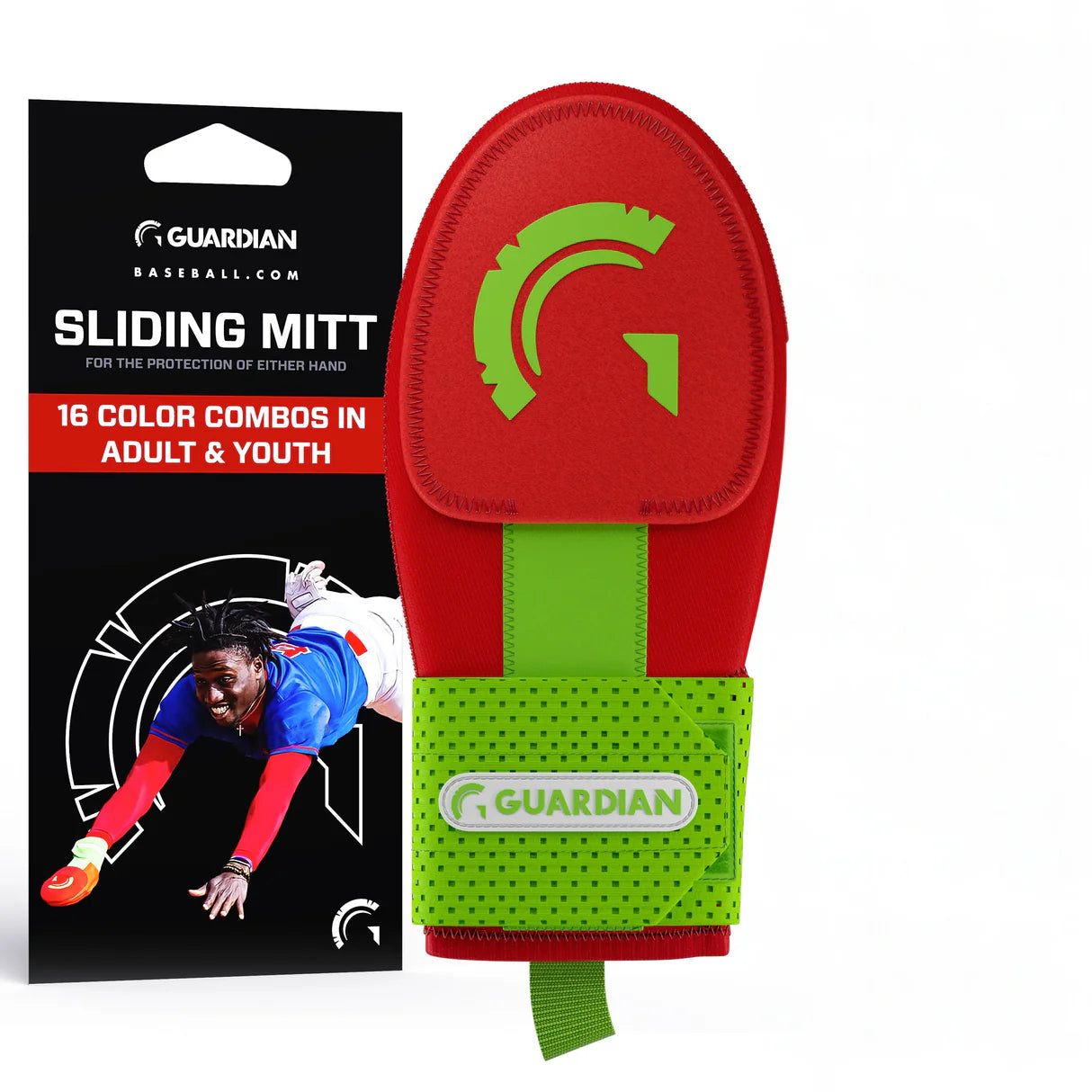 Red Neon Lime Sliding Mitt Guardian Baseball